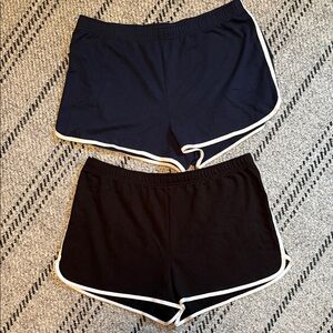 Set of Retro Contrast-Trim Lounge Shorts - Black & Navy